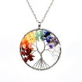 thumbnail image 1 of K-KED 7 Chakra Gemstone Tree of Life Pendant Necklace Healing Energy Christmas Gift-Silver, 1 of 9