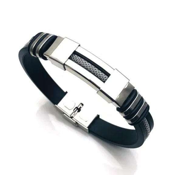 K-KED 7 Inch Cool Mens Cuff Bracelet Bangle Wire Cord Wristband Stainless Steel-Silver
