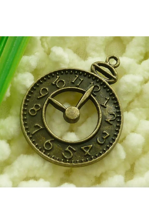 75 Pcs Bronze Plated Clock Charms Pendant 32X24MM S2020 DIY Delicate Jewelry Making