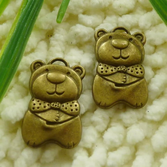 K-KED 78 Pcs Bronze Plated Bear Charms 27X16MM S1248 DIY Delicate Jewelry Making