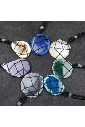 7pcs Colorful Natural Agate Slice Stone Pendant Necklace Healing Gem Stones