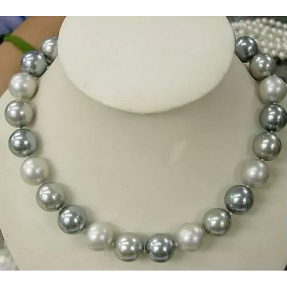 K-KED 8/10/ 12mm Shell Pearl Round Gems Beads Necklace 18" Shell Pearl Not Pearl-Multicolor - 2-12mm