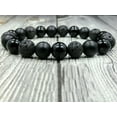 thumbnail image 1 of K-KED 8" 10mm Matte & Polished Onyx+Lava Gemstone Beaded Men's No Metal Bracelet, 1 of 3