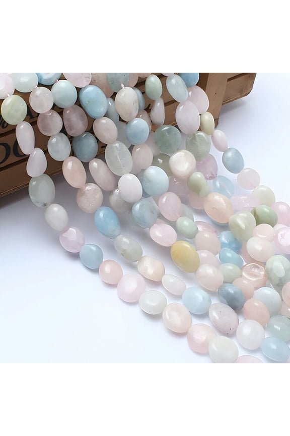 8-10mm Natural Irregular Genuine Morganite Stone Loose Shaped 15.5inch