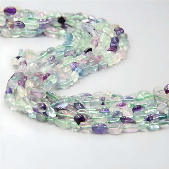K-KED 8-10mm Natural Rainbow Fluorite Freeform Loose Bead 15.5 inch