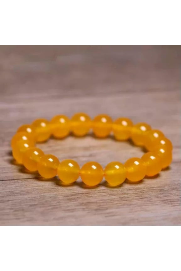 8/10mm Natural Yellow Chalcedony Beads Bracelet Yoga Elegant Energy Bless 7.5"-10 mm