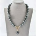 thumbnail image 1 of K-KED 8-14mm Dark Gray Round South Sea Shell Pearl Teardrop Pendant Necklace 14-32''-8 mm-16 in, 1 of 6