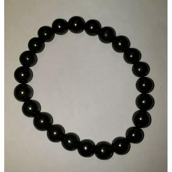 K-KED 8 mm Shungite Bracelet Stretchy One Size 5G WiFi Radiation EMF Protection - 1 pc