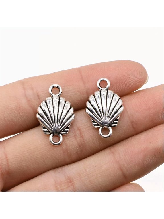 80 Pcs Tibet Silver Shell Connectors 23X14MM 3g Diy Crafts B14416