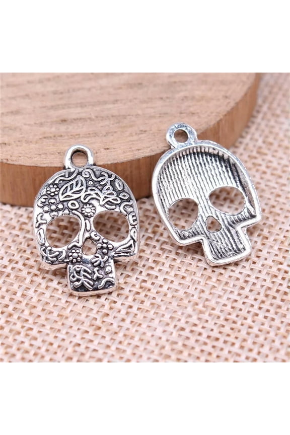 80 Pcs Tibetan Silver Skull Charms Pendant 24x16MM DIY Delicate Jewelry Making C14910