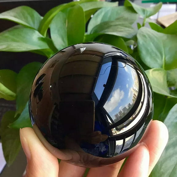 K-KED 80mm HOT Large Natural Black Obsidian Quartz Ball Healing Crystal Sphere + Stand