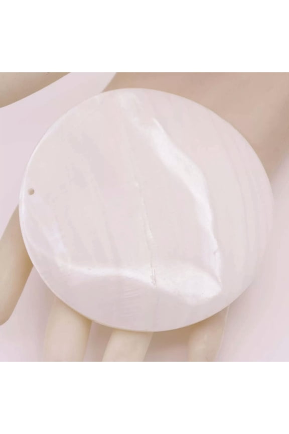 80mm Round Disk Shell Natural White Mother of Pearl Top Hole Delicate Jewelry Making