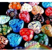 K-KED 8mm Bulk Colorized Glass Millefiori Beads Heart Flower Beads Delicate Jewelry findings-80Pcs