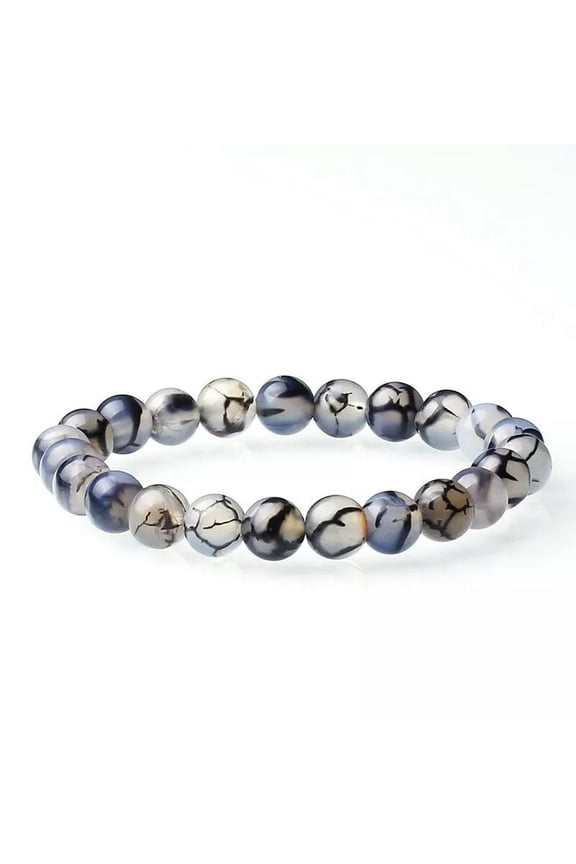 8mm Dragon Veins Agate Beads Handmade Mala Bracelet Spiritua Classic Buddhism