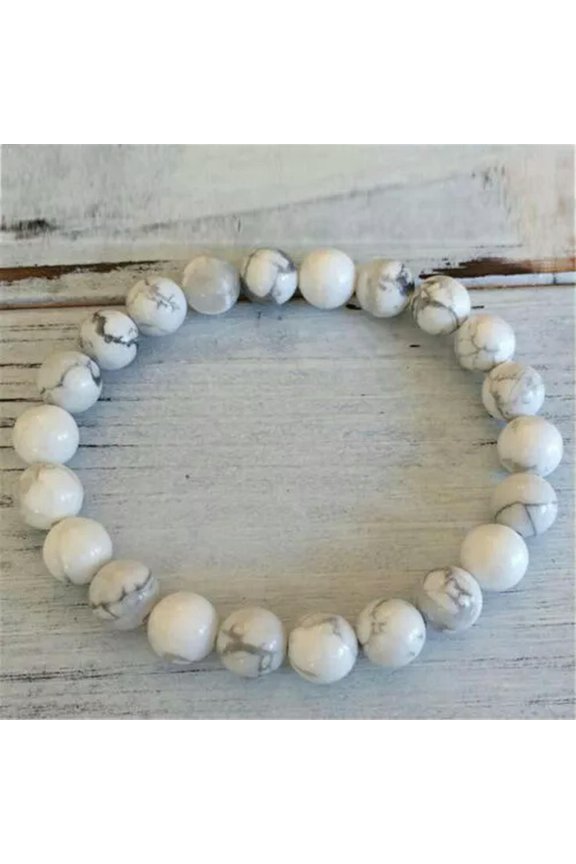 8mm Howlite Beads Handmade Bracelet 7.5inch Meditation Wristband Blessing
