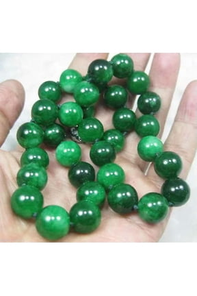 8mm Natural Green Jade Gems Round Beads Knotted Necklace Long 14-100 Inches-34 in
