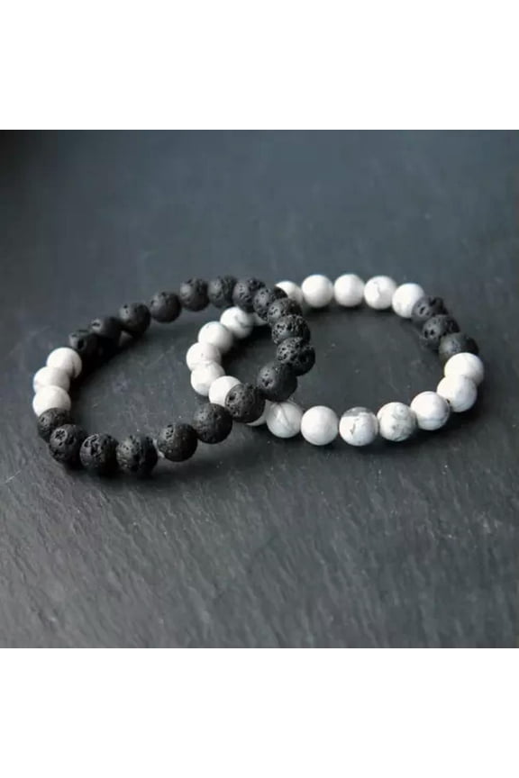 8mm Natural Opposites Attract Diffuser Bracelet 3 Lava Rock and Howlite Chakra-Opposites Attract 1 of Each 7.5"