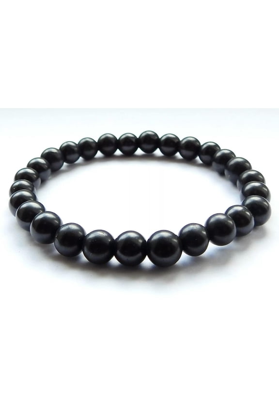 8mm Shungite Beaded Handmade Delicate Jewelry Stress Relief Crystal Stretch Bracelet