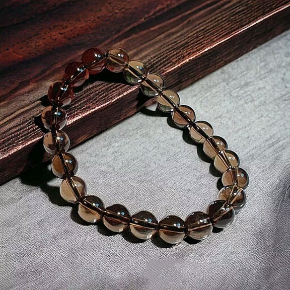 K-KED 8mm Smoky Quartz Bracelet Natural Stones Beads Bracelet