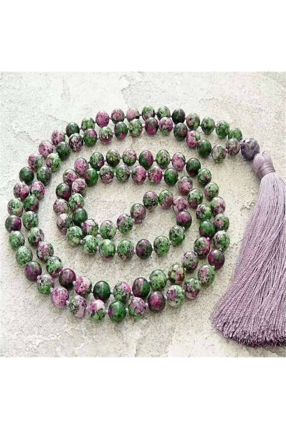 8mm Zoisite Gemstone 108 Beads Tassel Mala Necklace Buddhism Chakra
