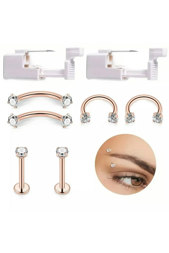 8pcs Disposable Body Piercing Tool Kit Ear Lip Tongue Nose Navel Nipple Ring-default