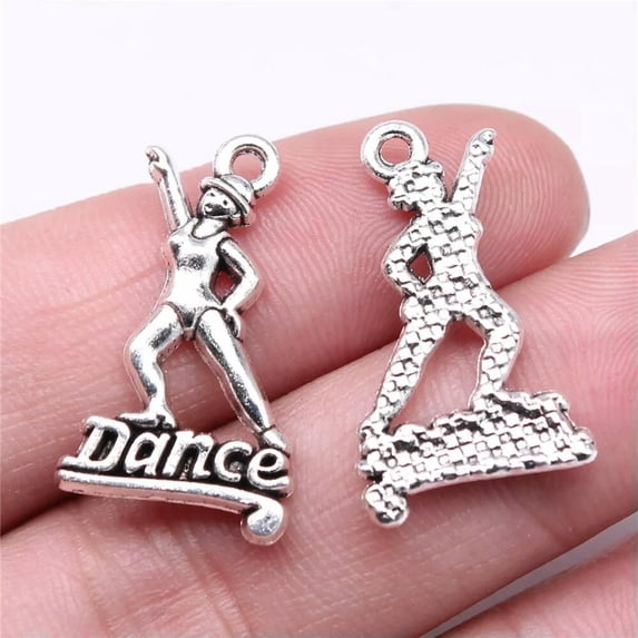 K-KED 90 Pcs Antique Silver Dance Charms Pendant 26x15MM B16116