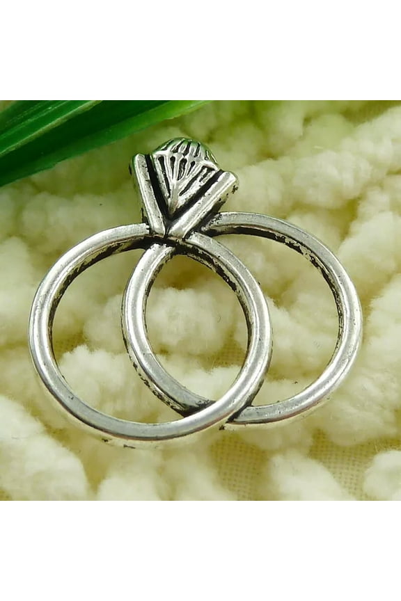 90 Pcs Tibetan Silver Diamond Ring Charms 25X25MM S1503 DIY Delicate Jewelry Making