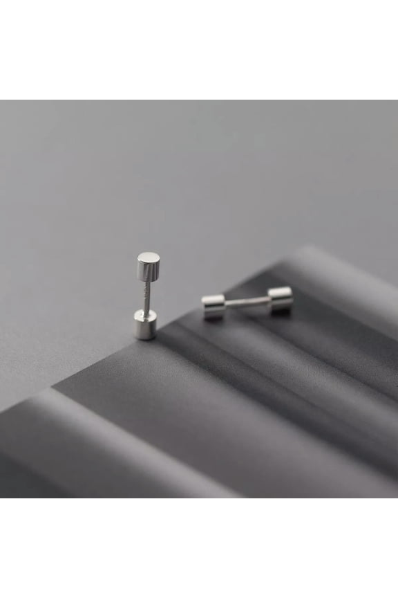 925 Real Sterling Silver dumbbell Screw Backs Stud Earrings Studs