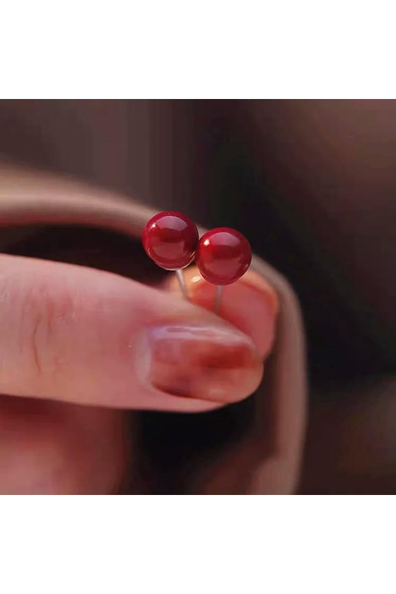 925 SILVER 10mm RED CORAL ROUND BALL STUDS EARRINGS