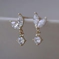 thumbnail image 1 of K-KED 925 Silver Cubic Zirconia Drop Dangle Earrings Women Fashion Wedding Jewelry-Gold, 1 of 6
