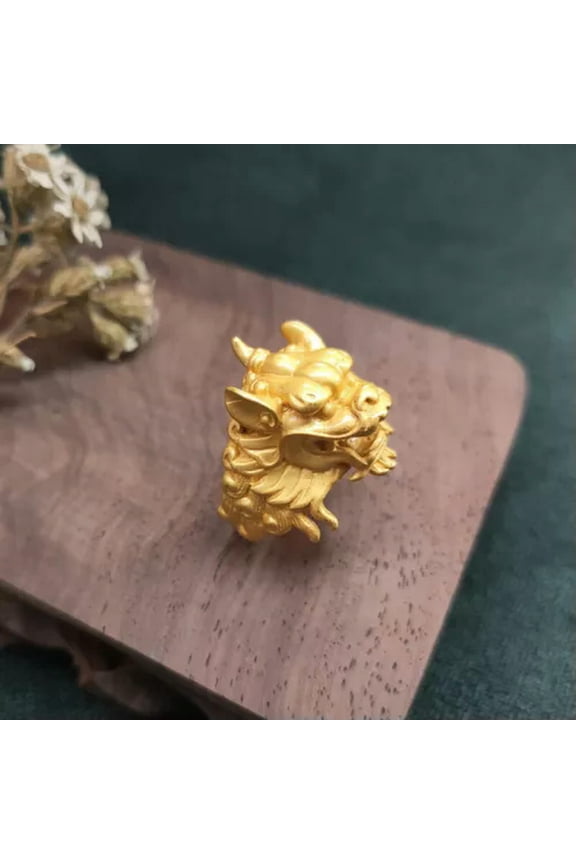 925 Silver Dragon Ring Delicate Jewelry Amulets Natural Gild Luxury