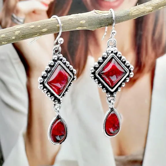 K-KED 925 Silver Earrings Vintage zirconia Gems Dangle Drop Hook Women Wedding Jewelry-Silver
