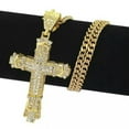 thumbnail image 1 of K-KED 925 Silver Gold Cross Crystal Pendant Necklace Chain Women Men Jesus Jewellery-Gold, 1 of 6