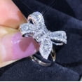 thumbnail image 1 of K-KED 925 Silver Luxury Clear Ribbon Bow Butterfly Ring Women Wedding Gift-9, 1 of 6