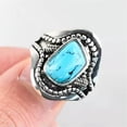 thumbnail image 1 of K-KED 925 Silver Rings Women Turkish Handmade Ring Wedding Party Delicate Jewelry Size 6-10-Turquoise #8-10, 1 of 6
