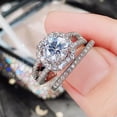 thumbnail image 1 of K-KED 925 Silver Romantic Square Ring Women Cubic Zircon Delicate Jewelry Sz 6-10-8, 1 of 6