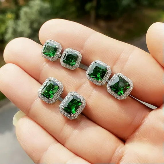 K-KED 925 Silver Women Stud Earring Pretty 3 Sizes Sprkly Zircon Party Jewelry-6mmx6mm
