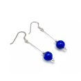 thumbnail image 1 of K-KED 925 Silver and Genuine 10mm Blue Lapis Lazuli Ball Drop Dangle Earrings, 1 of 2