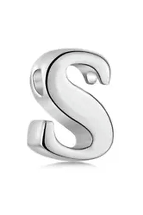 925 Solid Sterling Silver Polished Heart A-Z Letters Pendant for Necklace Charms-Silver-Letter S