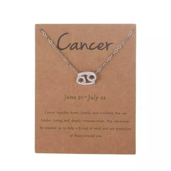 K-KED 925 Sterling Silver 12 Zodiac Constellations Horoscope Pendant Necklace Chain-Cancer Silver