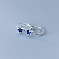 thumbnail image 1 of K-KED 925 Sterling Silver 12mm Blue Star Design Hoop Sleeper Earrings (Pair), 1 of 6