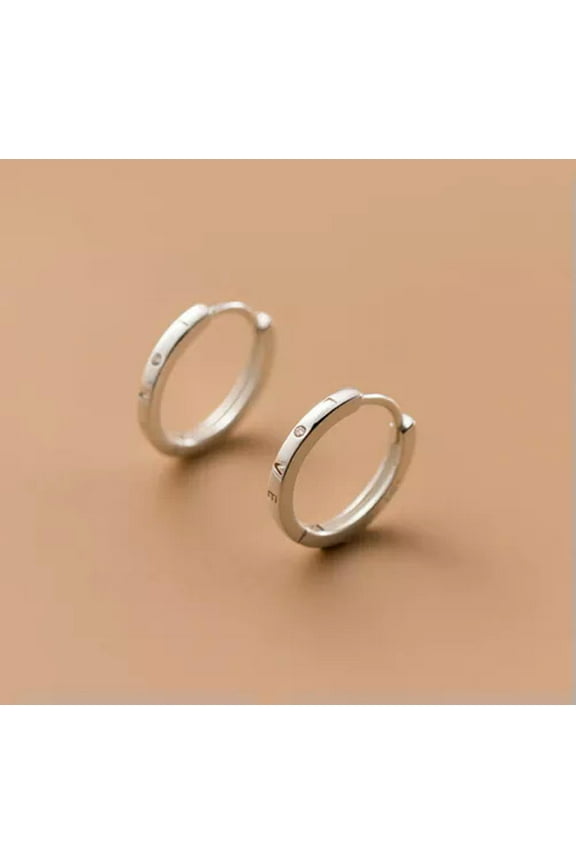 925 Sterling Silver 14mm Love Sleeper Hoop Earrings / Hoops / Sleepers-Silver