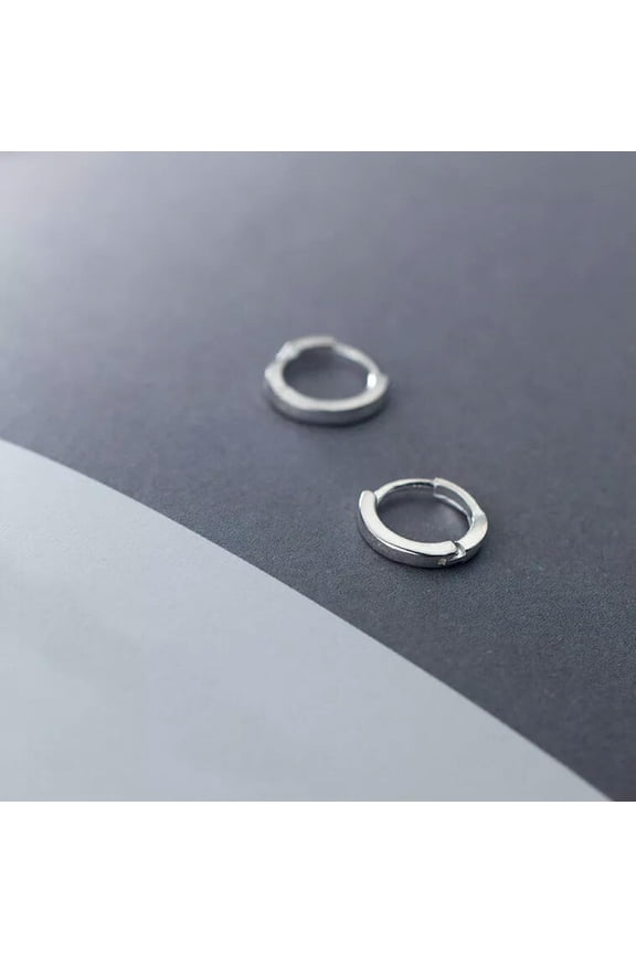 925 Sterling Silver 9mm Hinged Sleeper Creole Hoop Earrings For WOmen/Men