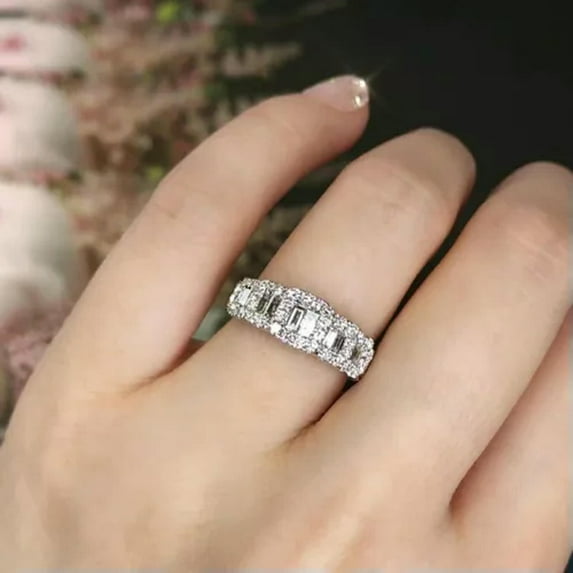 K-KED 925 Sterling Silver AAA Crystal Stone Ring Women Wedding Rings Size 6-10-7