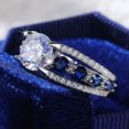 thumbnail image 1 of K-KED 925 Sterling Silver Blue Crystal Zircon Rings Womens Engagement Ring 6-10-6, 1 of 9