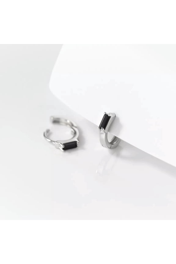 925 Sterling Silver CZ Gemstone 11mm Hoop Circle Huggie Earrings Cute Gift