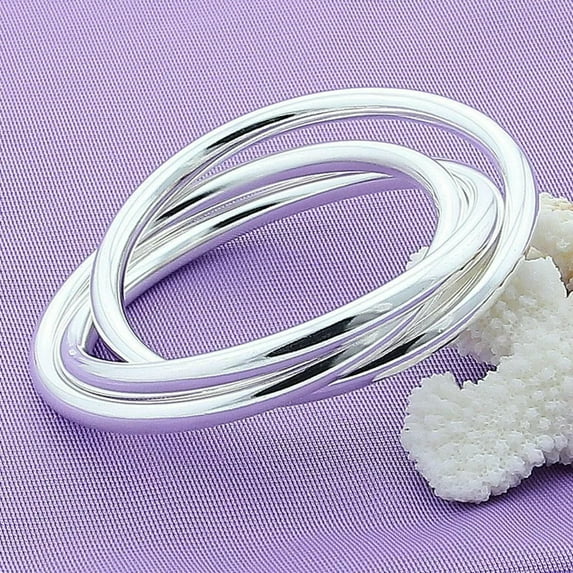 K-KED 925 Sterling Silver Exquisite Round Riveting Cuff Bracelets for Women Gift-default