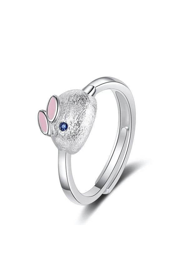 925 Sterling Silver Filled Open Adjustable Ring Women Rabbit Ring Delicate Jewelry Gift