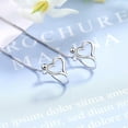 thumbnail image 1 of K-KED 925 Sterling Silver Heart Clip On Earring Ear Cuff No Piercing wtih Chain, 1 of 9