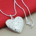 thumbnail image 1 of K-KED 925 Sterling Silver Heart Locket Photo Pendant Snake Necklace Chain Accessories, 1 of 4
